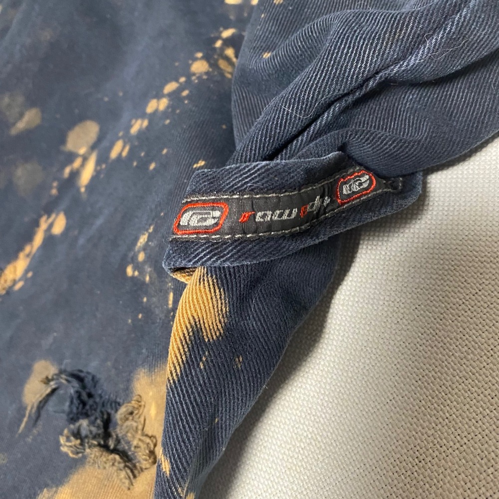 Raw Edge Grunge Y2K Bleach Splatter Distressed Carpenter Jeans Black 34x34 - Picture 7 of 14